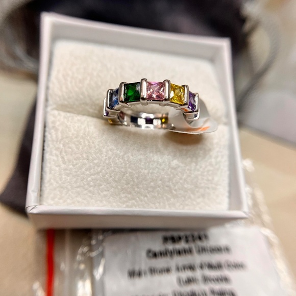 Bomb Party "Candyland Unicorn" Array of Multicolor Cubic Zirconia + Rhodium Plat - Picture 4 of 5